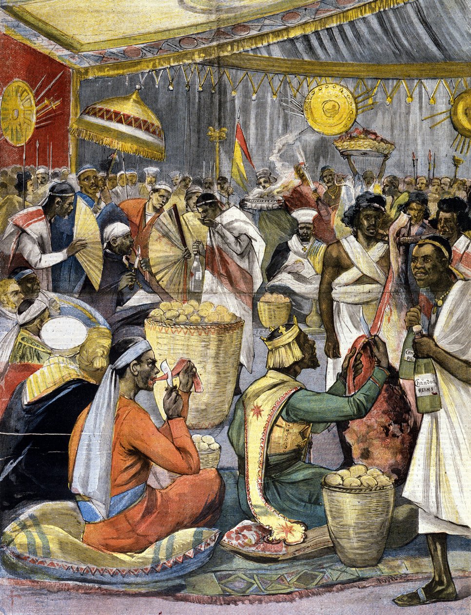 A banquet at the court of King Menelik II in Ethiopia. by Unknown artist