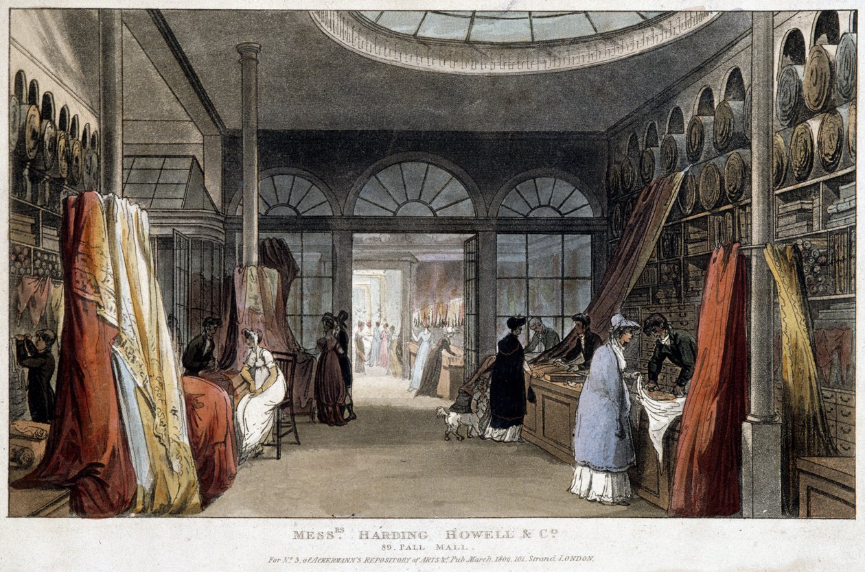 A fabric shop in London (England) - Lithography around 1800 by Unknown artist