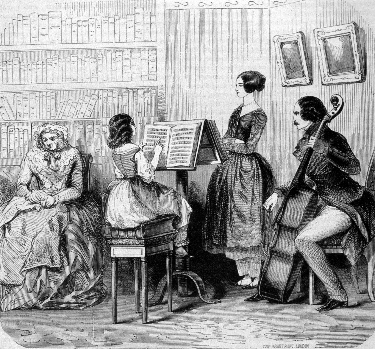 A family concert, engraving around 1860 by Unknown artist