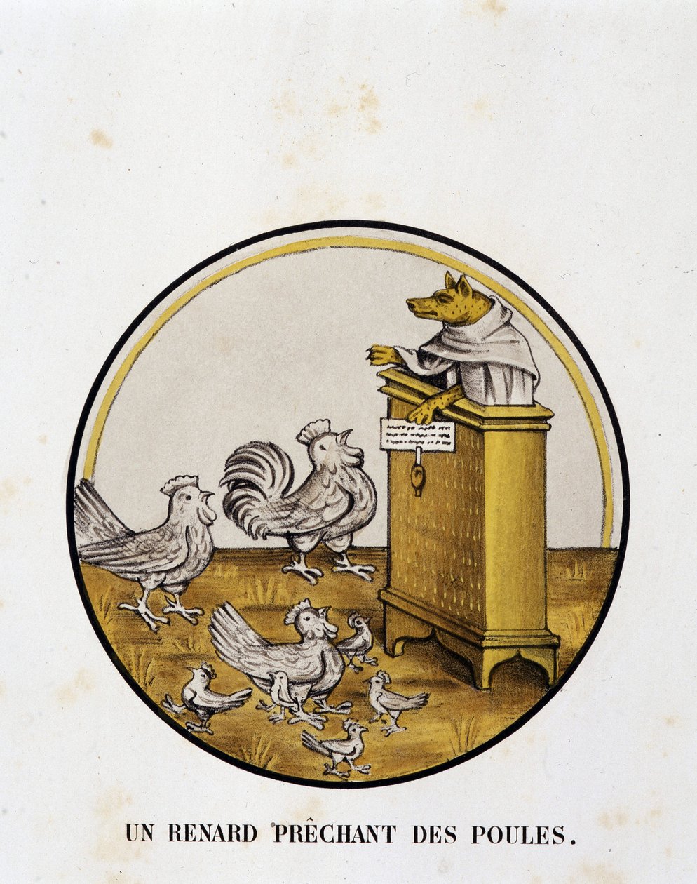A Fox Preaching to Hens (Renart Novel) - Religious Caricature, Limoges by Unknown artist
