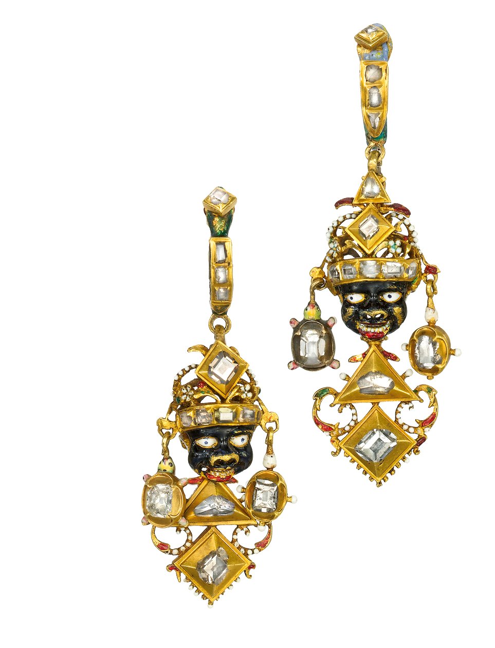 A pair of Renaissance revival ear pendants, c.1870 by Unknown artist