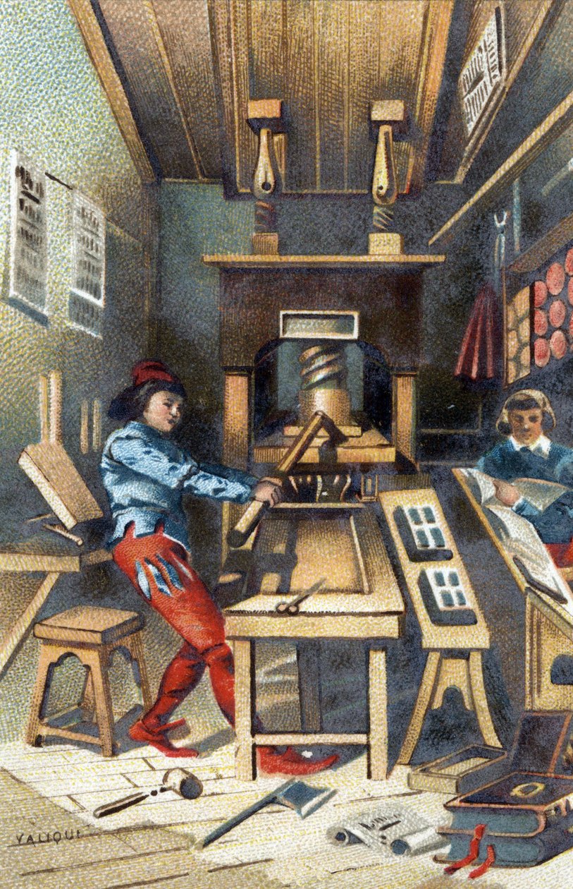 A printing shop in the 15th century by Unknown artist