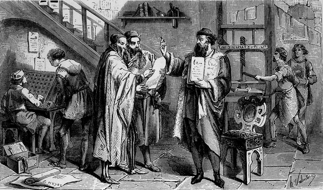 A printing shop in the 15th century by Unknown artist