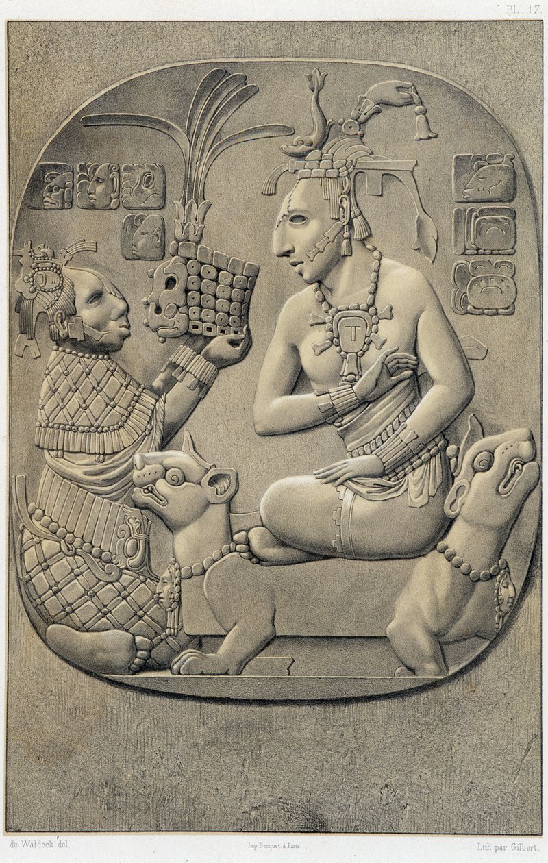 A queen squatting on a sofa, receiving an offering from an Ethiopian woman - in 