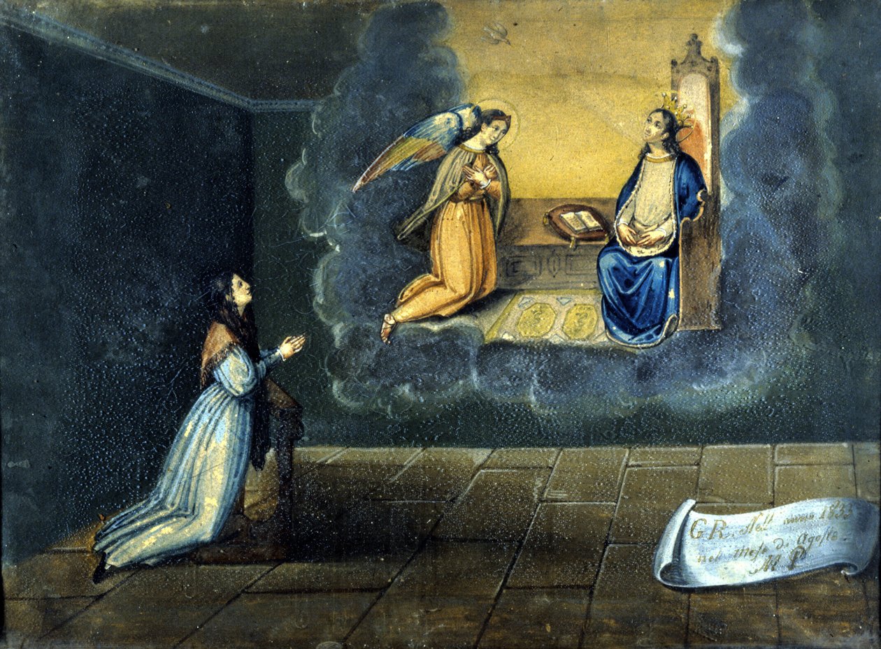 A young woman prays. Ex voto from the sanctuary of the Madonna delle Grazie de Monza. 1833 by Unknown artist