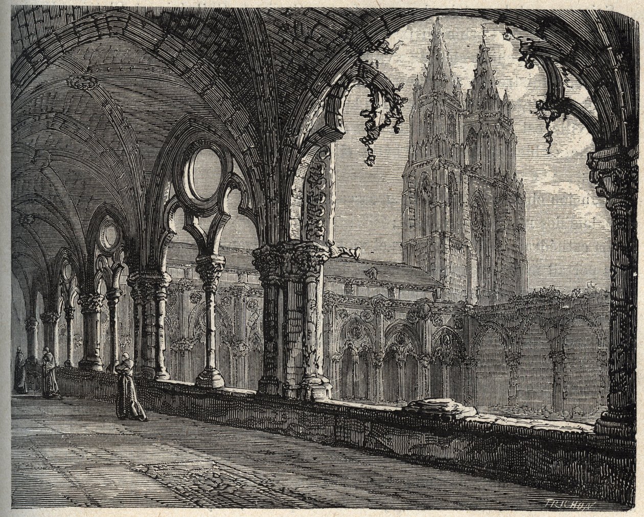 Abbaye Saint-Jean-des-Vignes - Soissons - engraving in “PATRIE” - DESCRIPTION PICTURESQUE OF FRANCE IN 6 VOLUMES BY LUCIEN HUARD - end 19th century by Unknown artist