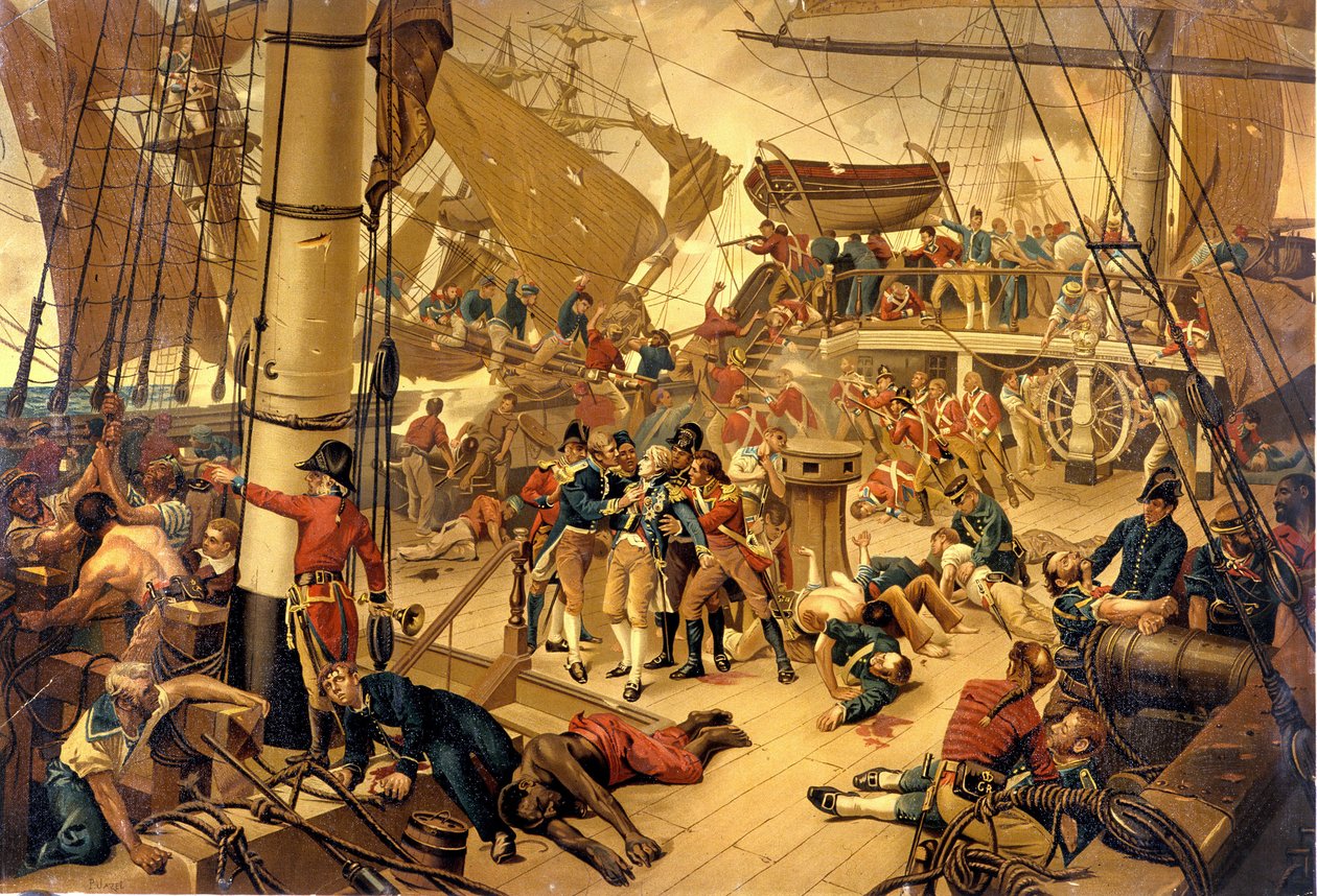 Admiral Nelson Grievously Wounded on Victory Bridge During the Battle of Trafalgar, 1805 by Unknown artist