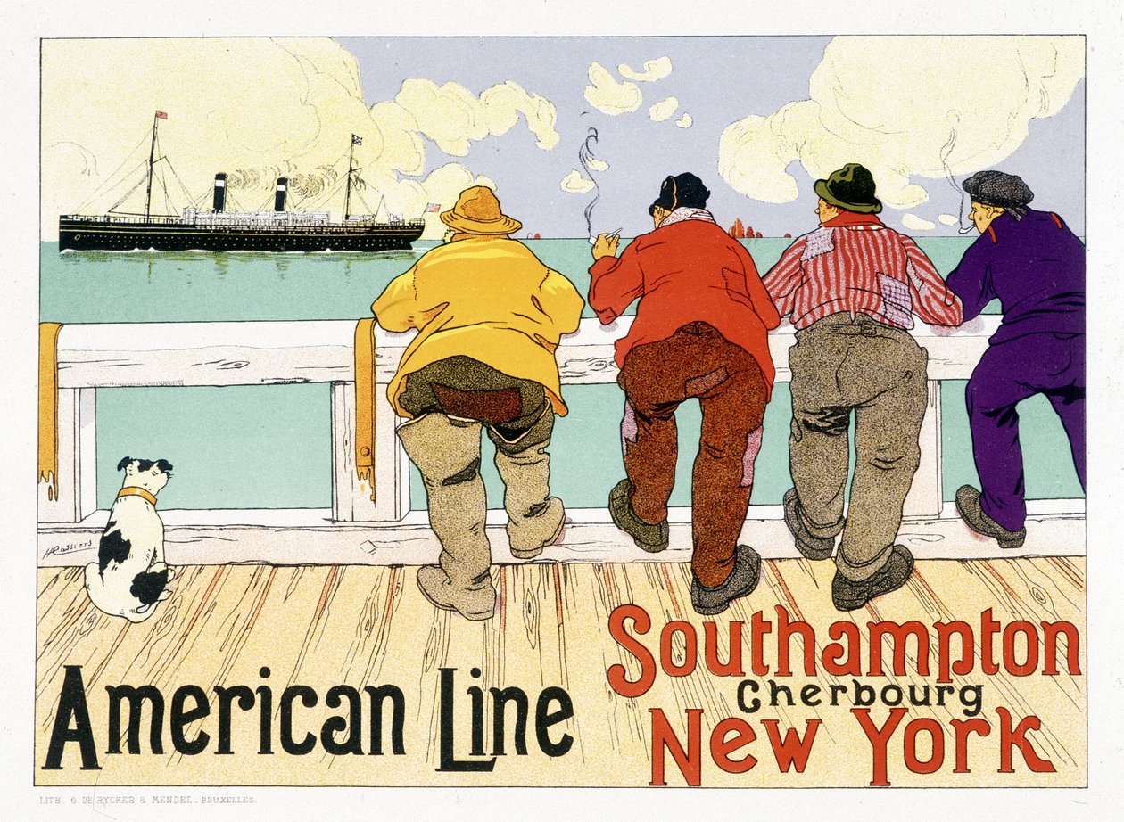 Advertising poster for the American Line 'Southampton, Cherbourg, New ...