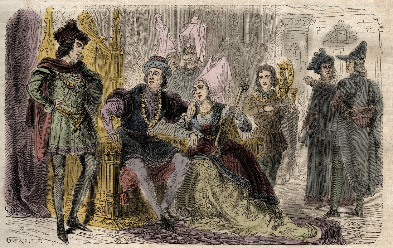 Agnes Sorel (1422-1450) at the court of Charles VII - engraving in 