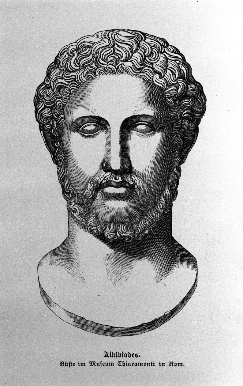 Alcibiades (450-404 BC) general and Athenian statesman. Portrait of a Roman bust. 19th century by Unknown artist