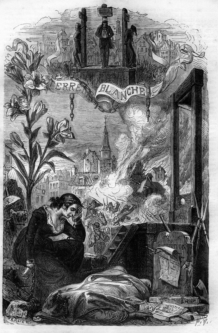 Allegory of La Terreur blanche in France in 1815 (royalist reaction that took place, after the fall of Napoleon, against bonapartists and former revolutionaries.) Engraving of the 19th century by Unknown artist