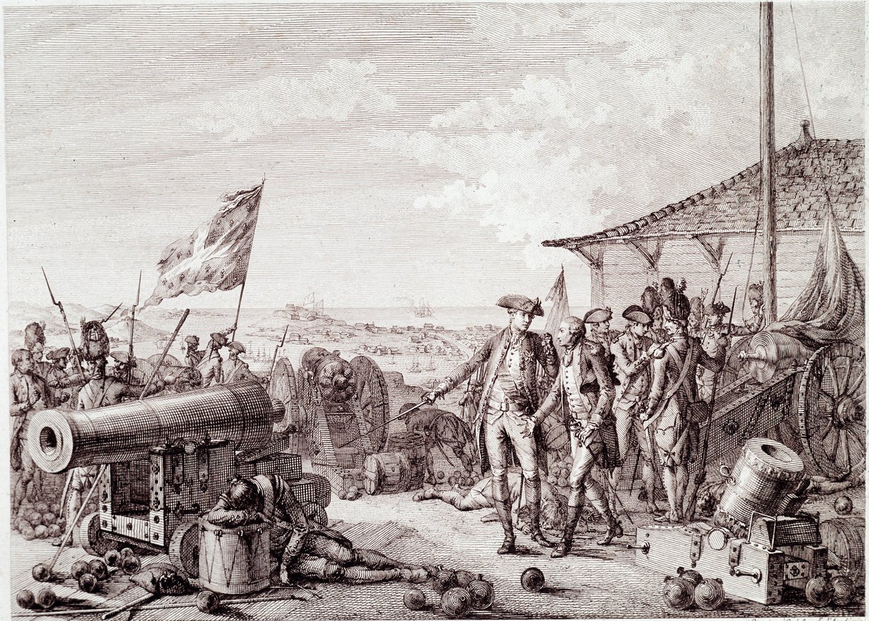 American Revolutionary War: The Battle of Grenada on 6 July 1779 between the British Royal Navy and the French Navy (engraving) by Unknown artist