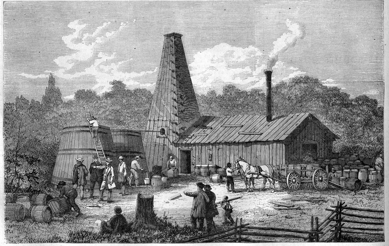 An oil factory in Canada in 1867 by Unknown artist