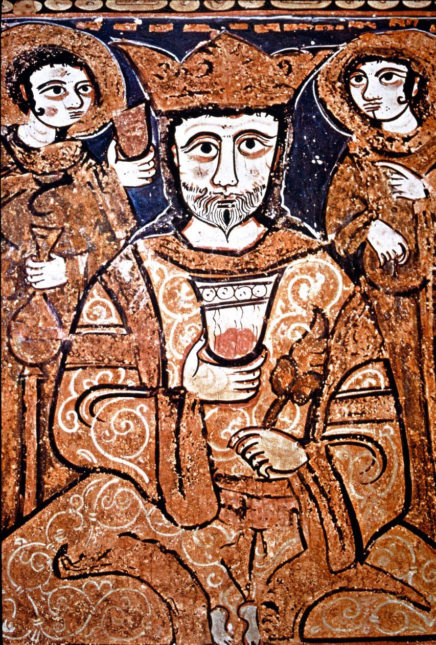 Arab-Norman style portrait of Roger II of Sicily (1095-1154) surrounded ...