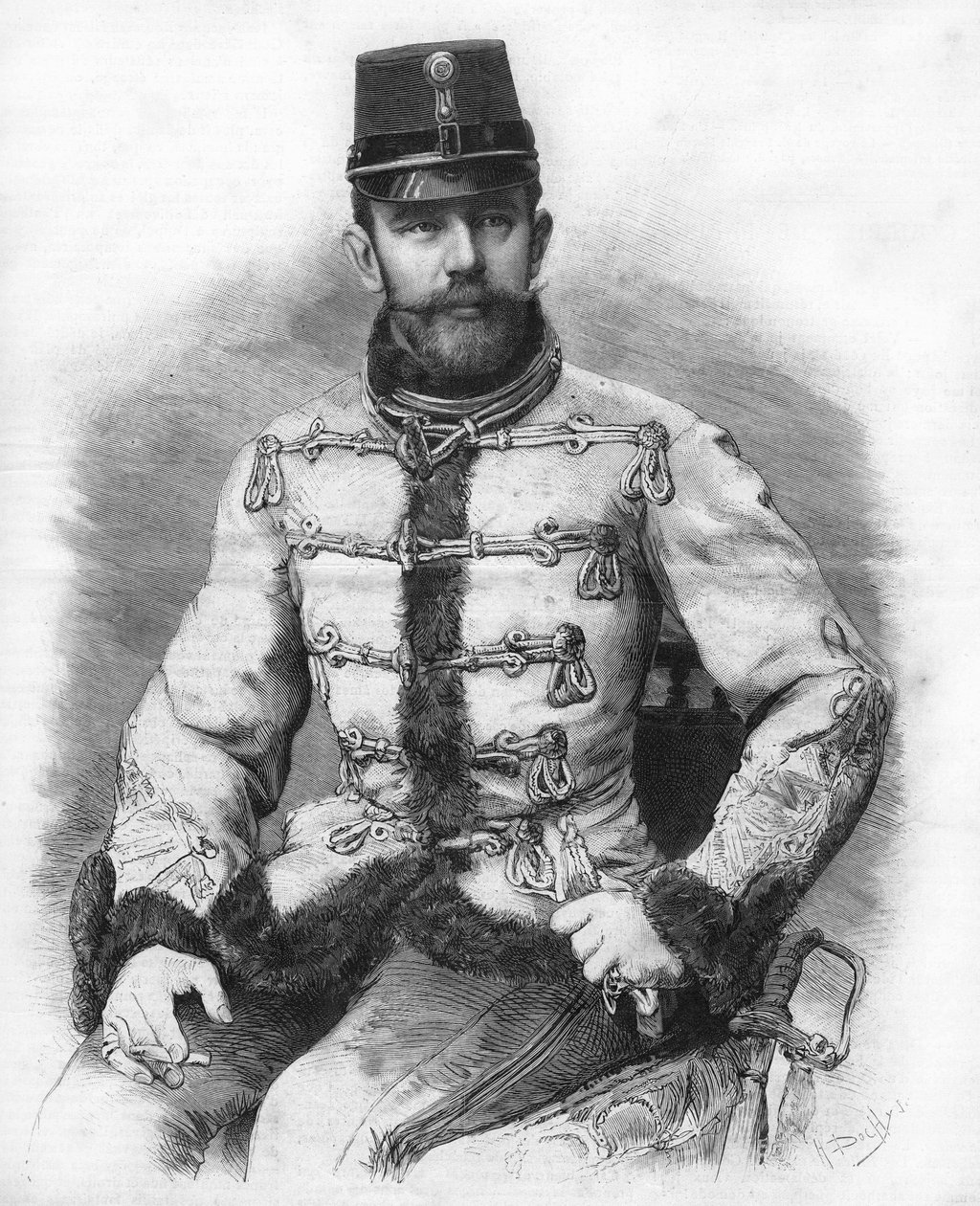 Archduke Rodolph of Habsburg (1858-1889), Crown Prince of Austria. Engraving of 1889 by Unknown artist