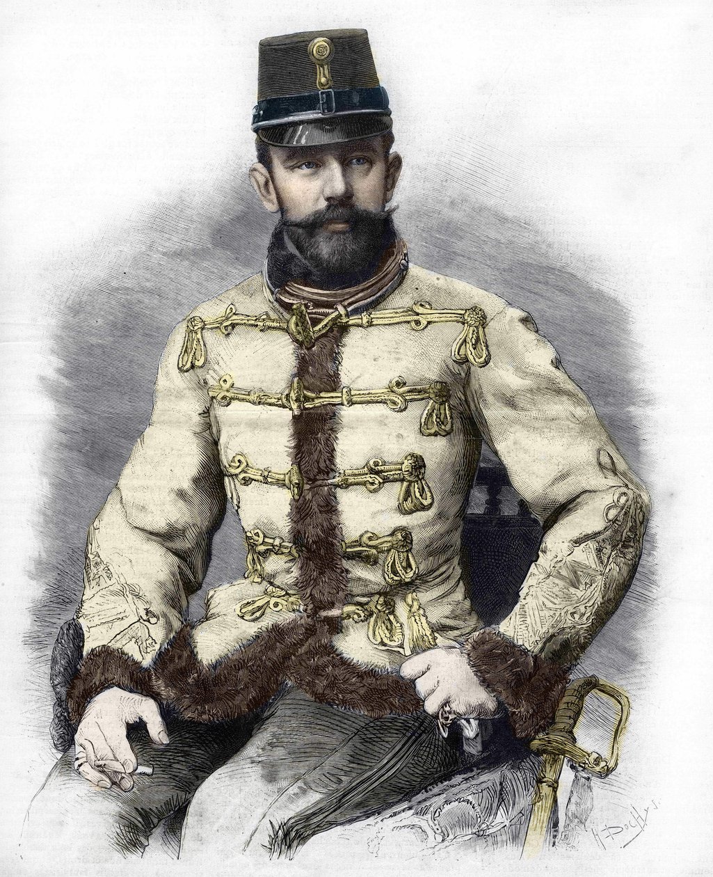 Archduke Rodolph of Habsburg (1858-1889), Crown Prince of Austria. Engraving of 1889 by Unknown artist