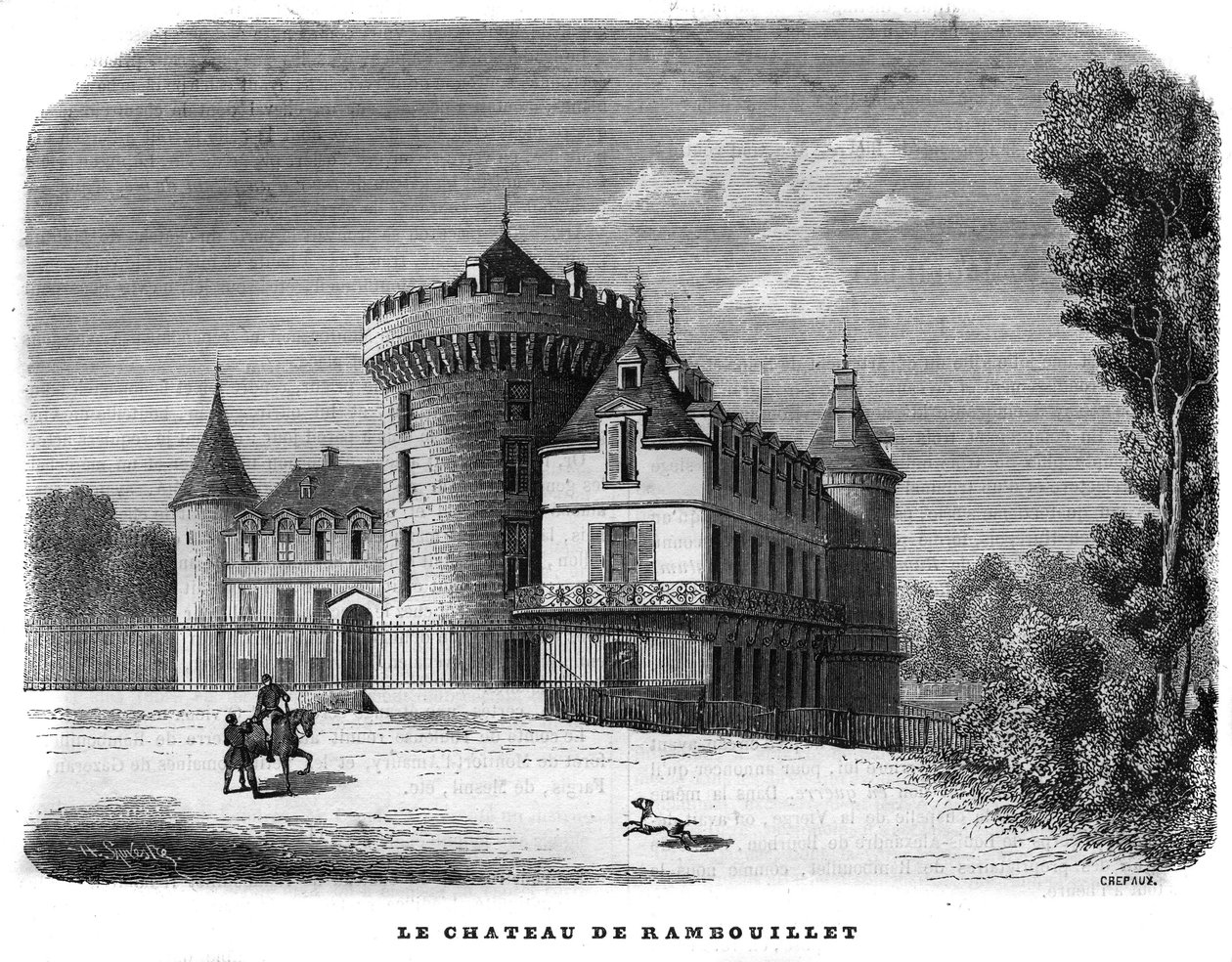 Architecture: exterior view of the Chateau de Rambouillet. by Unknown artist