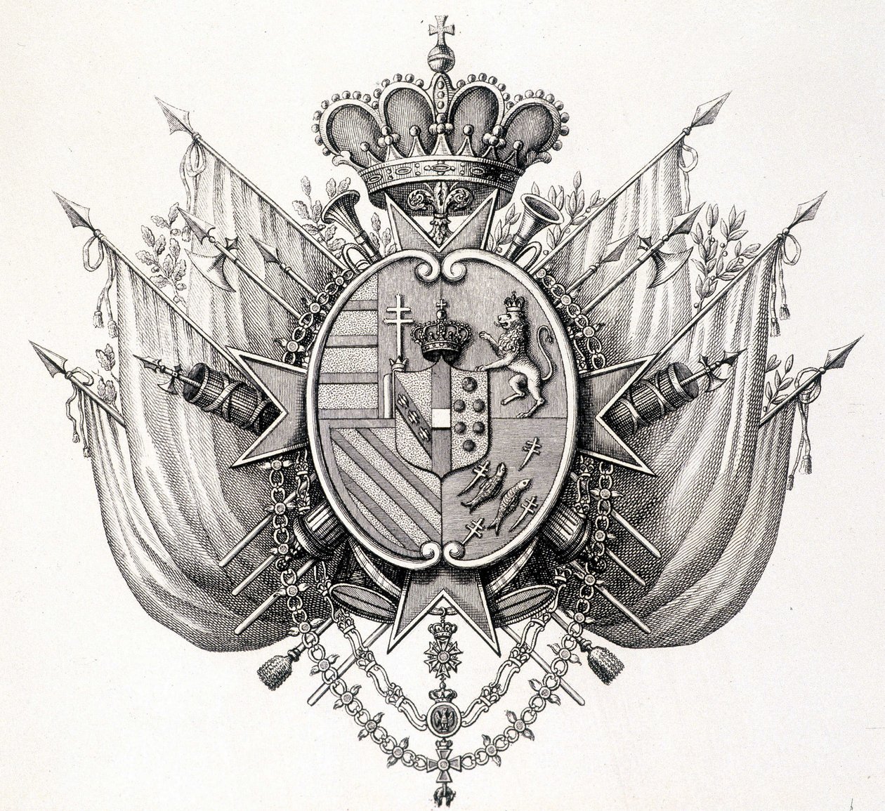 Arms of Tuscany, early 19th century. Leopold of Tuscany by Unknown artist
