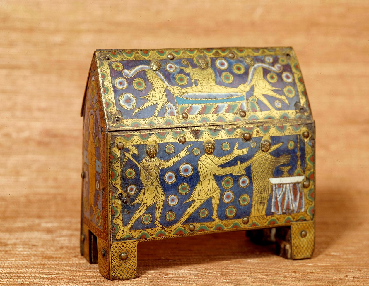 Art object: Enamel hunting, gold and copper by Saint Thomas Becket, archbishop of Canterbury. 1200 approx. Paris, National Museum of the Middle Ages, Thermes de Cluny by Unknown artist