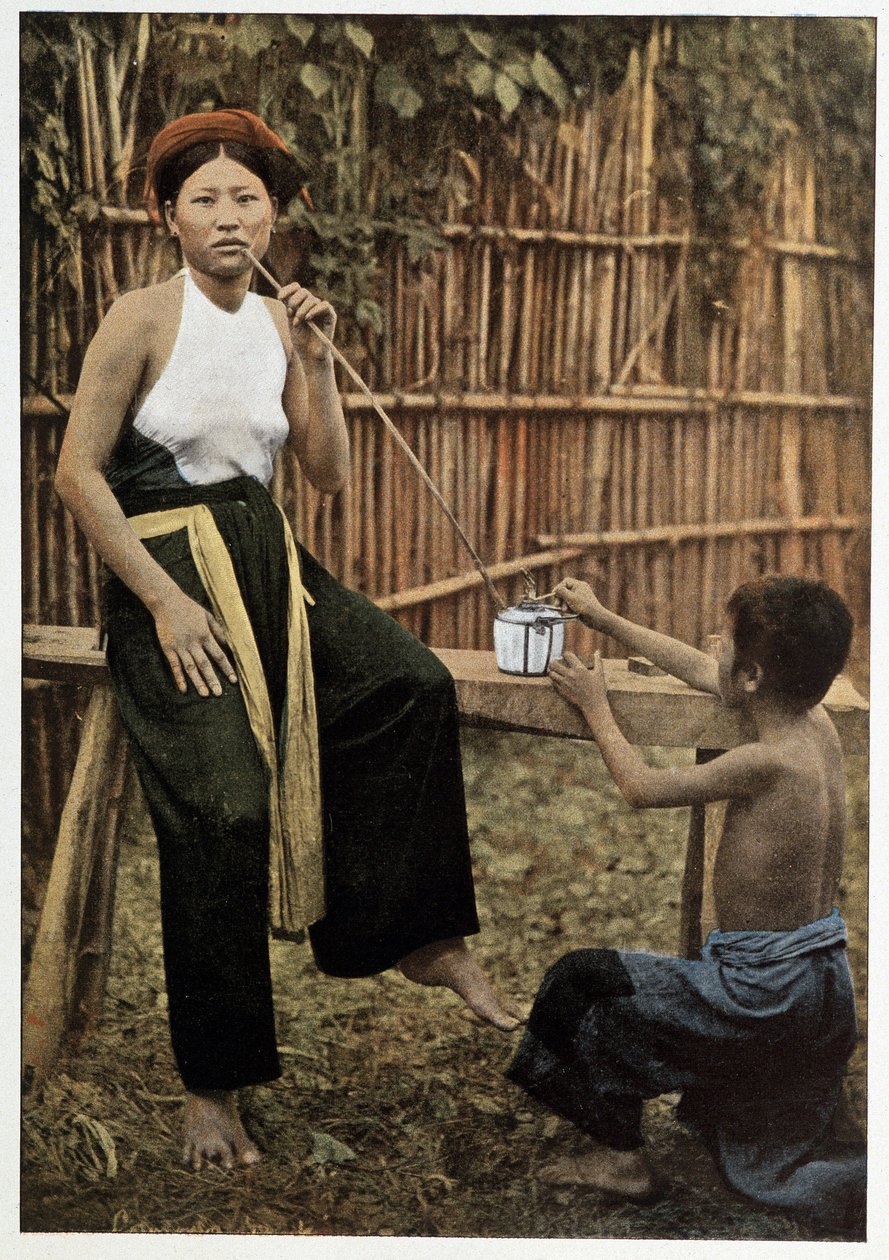Asian woman smoking opium, circa 1898 by Unknown artist