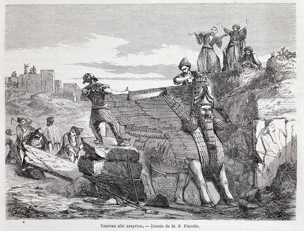 Assyrian winged bull on the site of Nineveh - in 