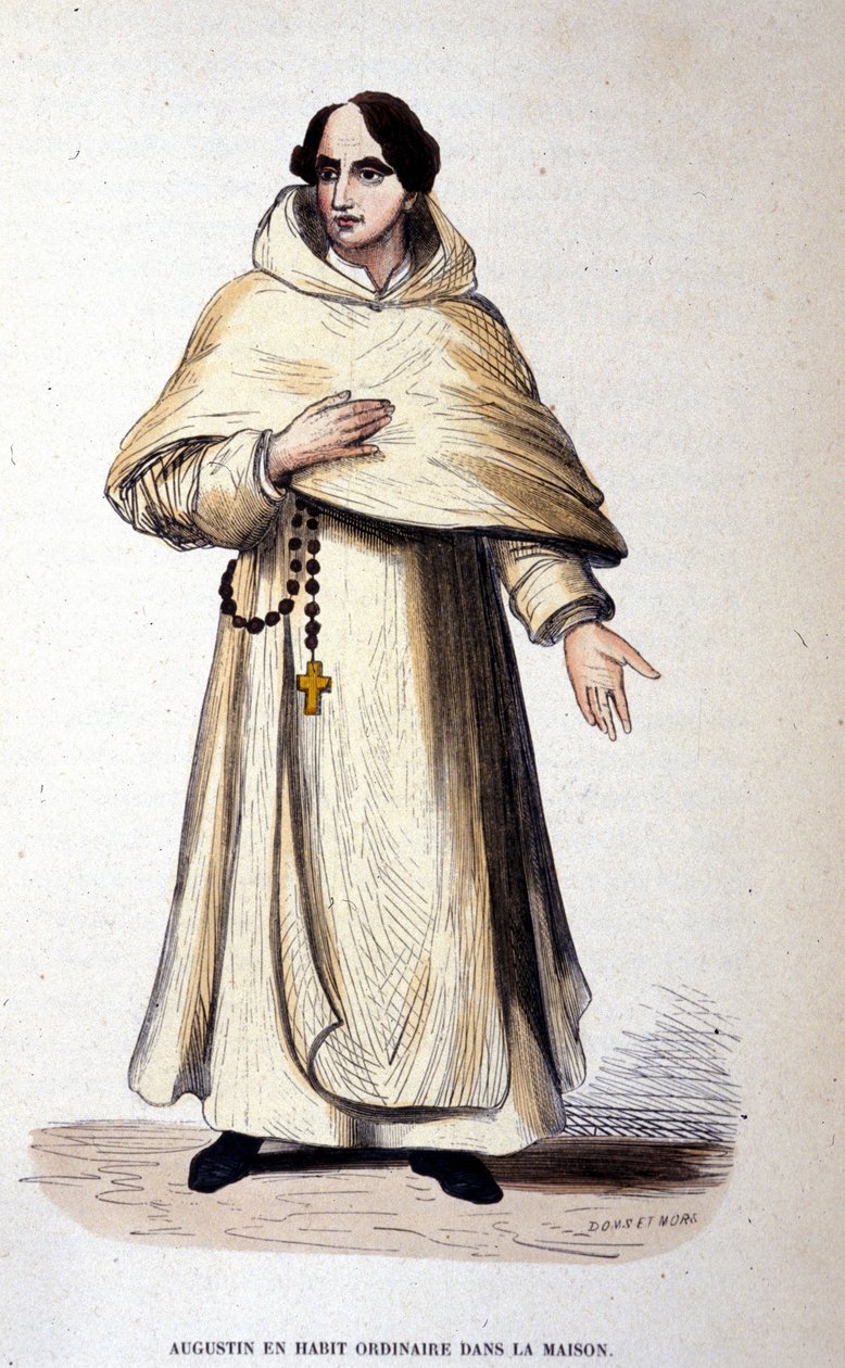 Augustine in ordinary dress, religious according to the rules of Saint Augustine. Engraving of the 19th century by Unknown artist