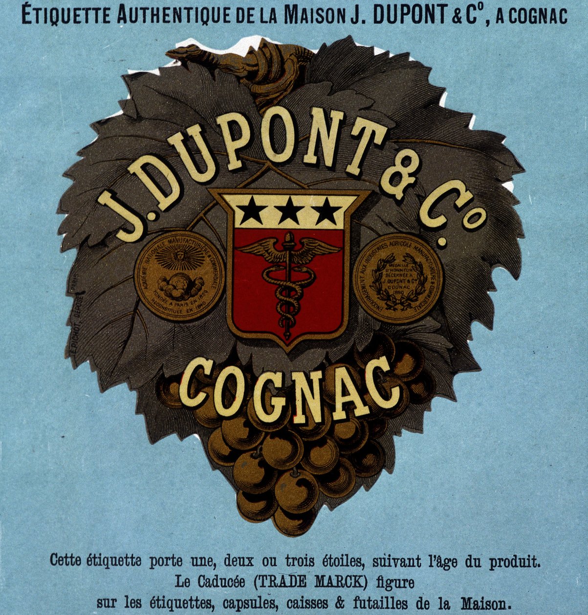 Authentic Label of J. Dupont & Co., Cognac. 1882 Edition by Unknown artist