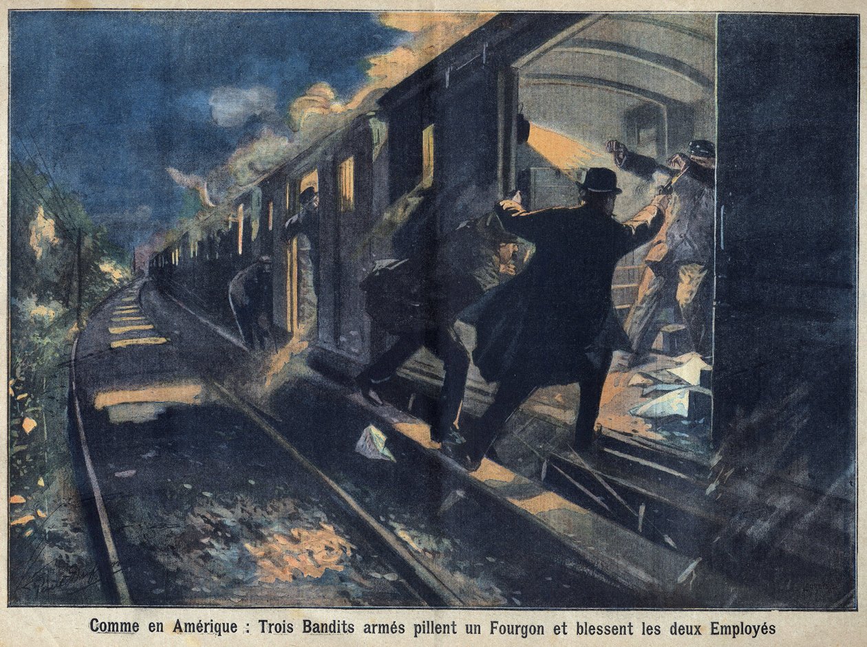 Bandits Attacking a Train, France by Unknown Artist
