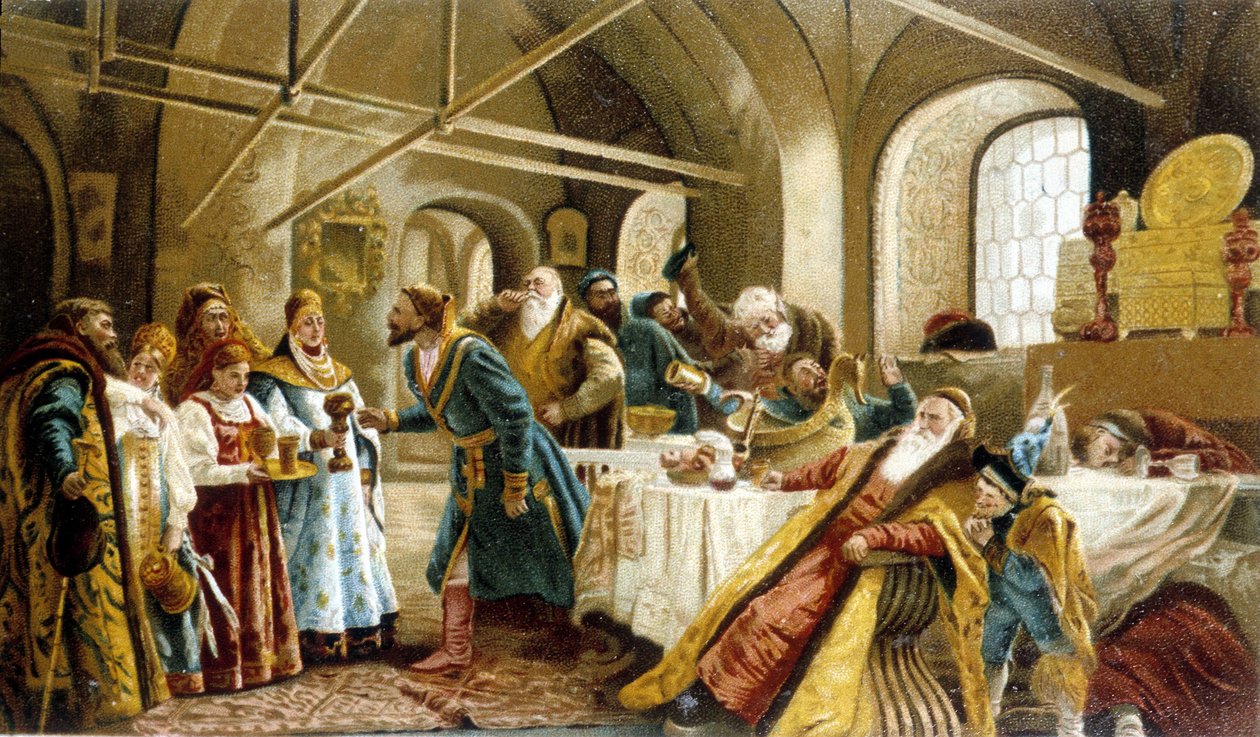 Banquet on the occasion of the boyar wedding in Russia by Unknown artist