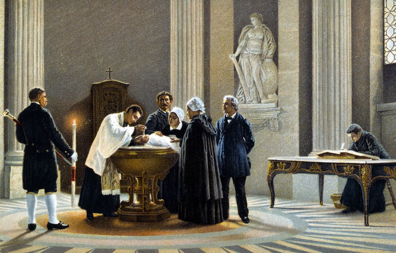Baptism of a Baby in a Church by Unknown artist