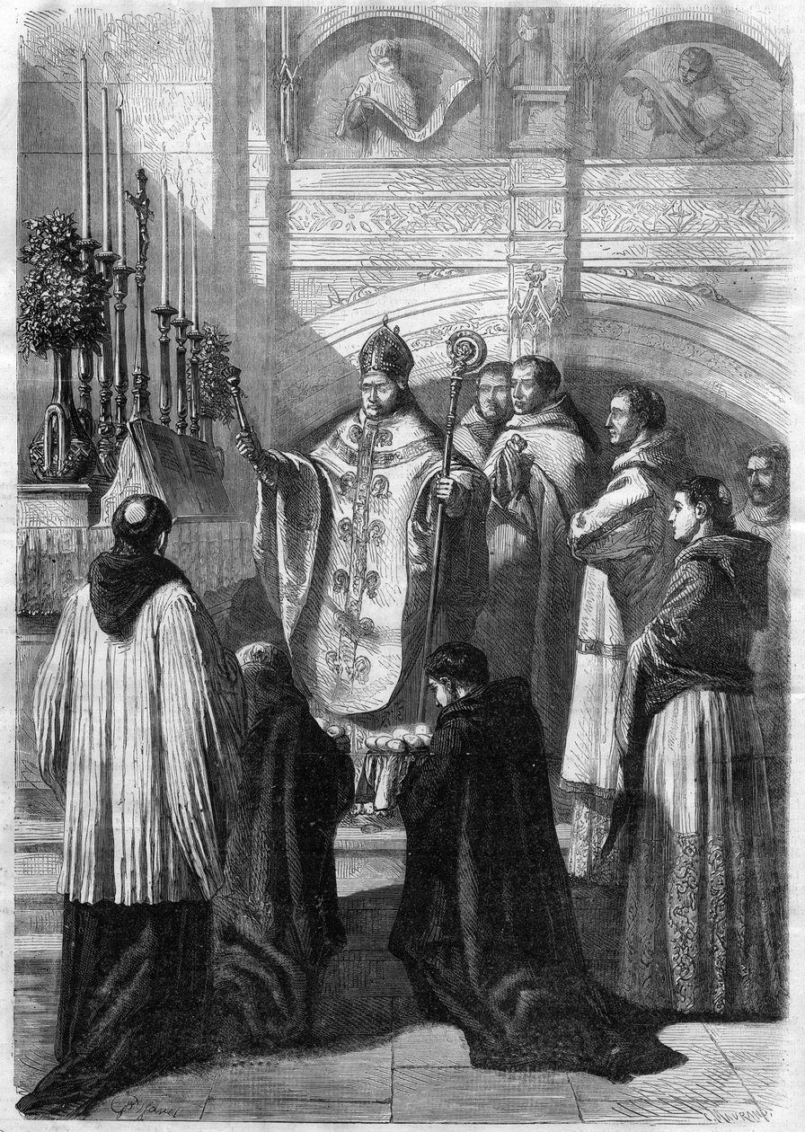 Benediction of eggs on Easter Sunday at the Abbey of Solesmes (Sarthe) in 1868 by Unknown artist
