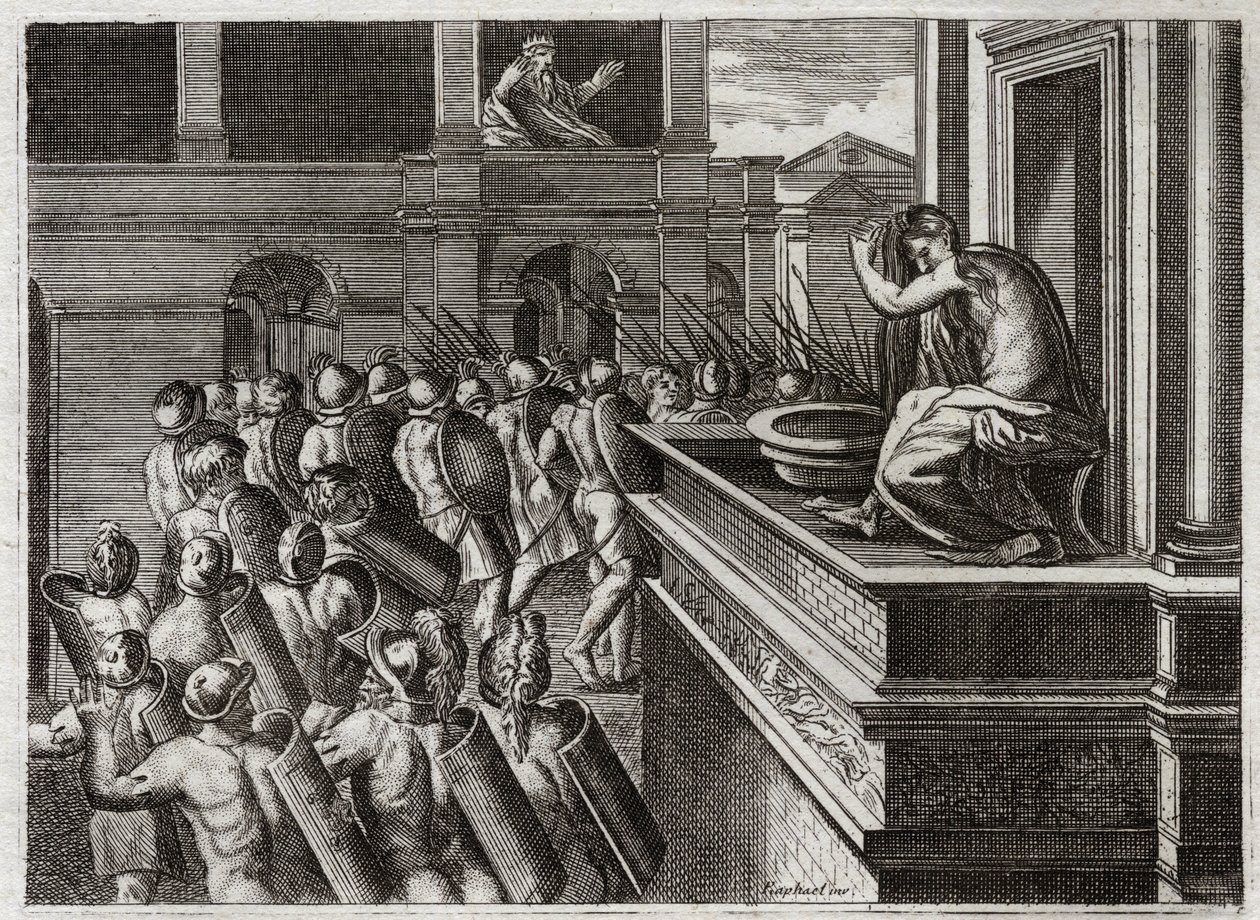 Bible of Royaumont, Old Testament: Crime of David. David Desires Bathsheba and Kills Her Husband Uriah. Illustration from 1811 by Unknown artist