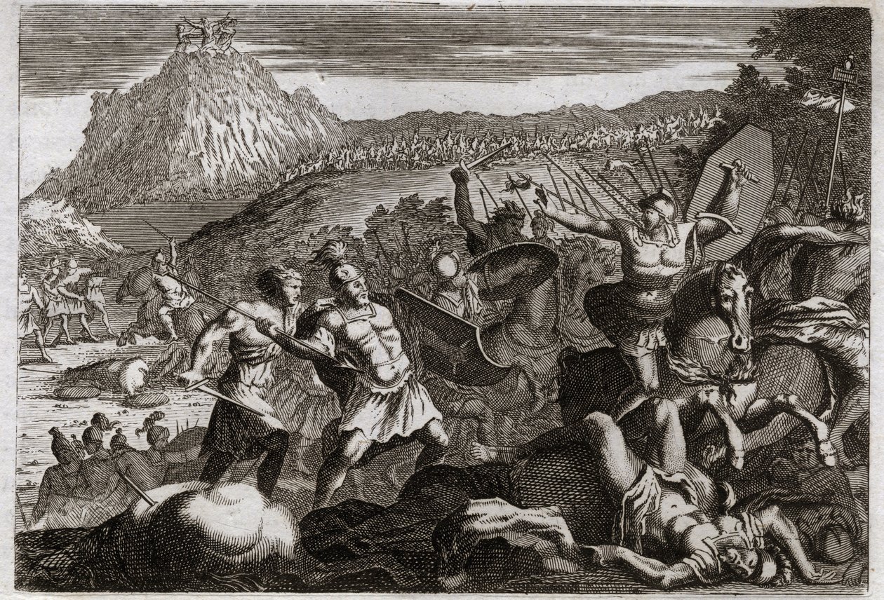 Bible of Royaumont, Old Testament: Defeat of Amalec (Amalek). Moses ...
