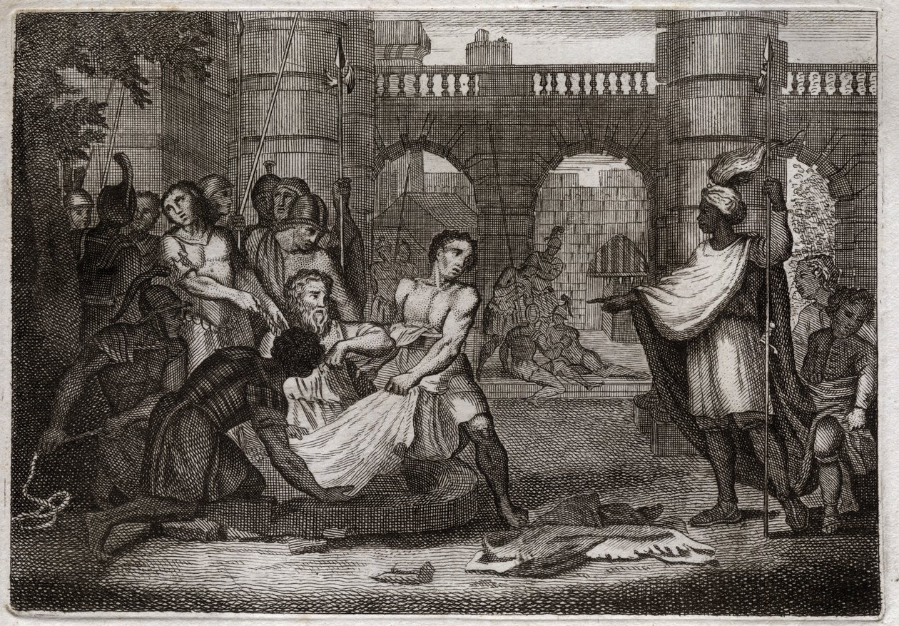 Bible of Royaumont, Old Testament: Jeremiah prophet. The holy Prophet and the pit. Illustration from 1811 by Unknown artist
