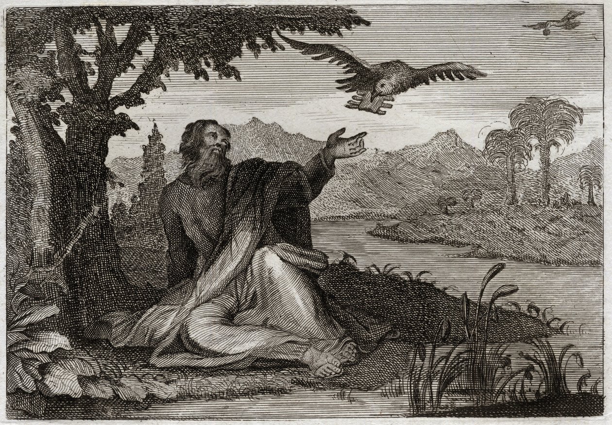 Bible of Royaumont, Old Testament: Ravens of Elijah (illustration from 1811) by Unknown artist