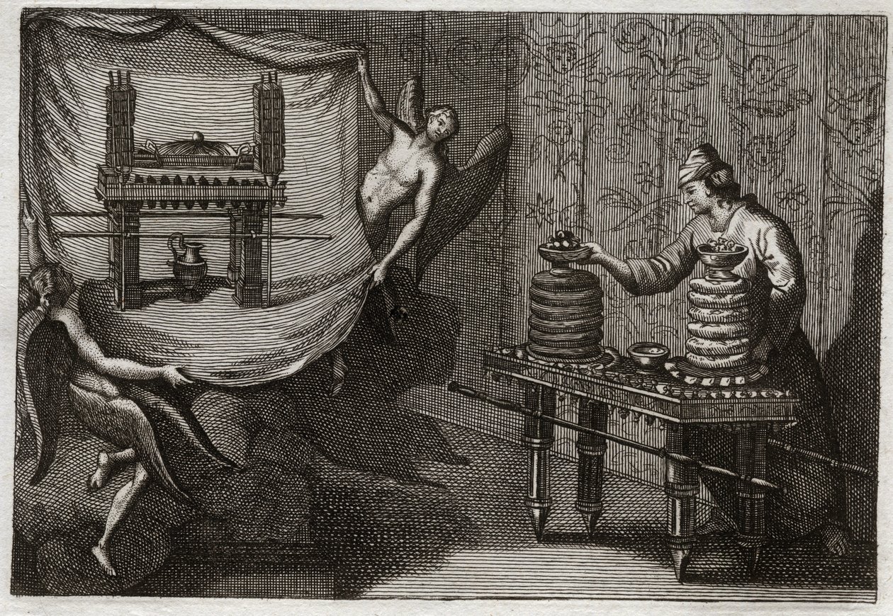 Bible of Royaumont, Old Testament: The table of proposal loaves in the Tabernacle. Illustration from 1811 by Unknown artist