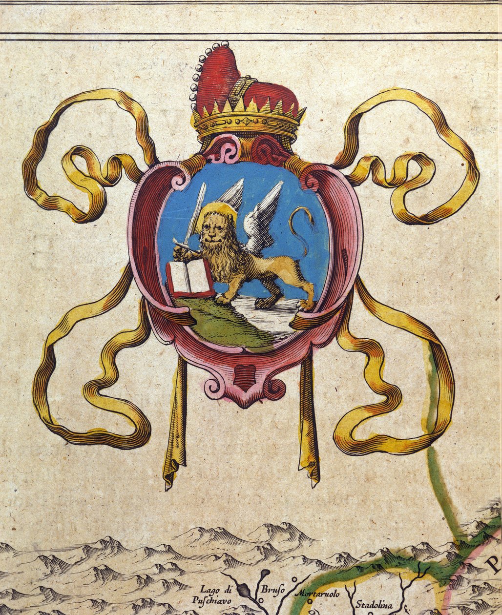 Blazon of the Republic of Venice decorates the lion of Saint Mark. 19th century by Unknown artist
