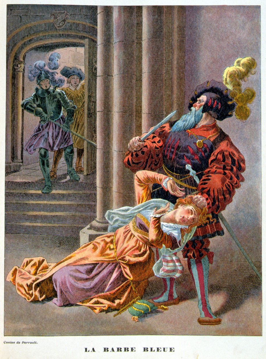 Blue Beard (Surprised Taking a Woman by the Hair) - 19th Century Illustration by Unknown artist