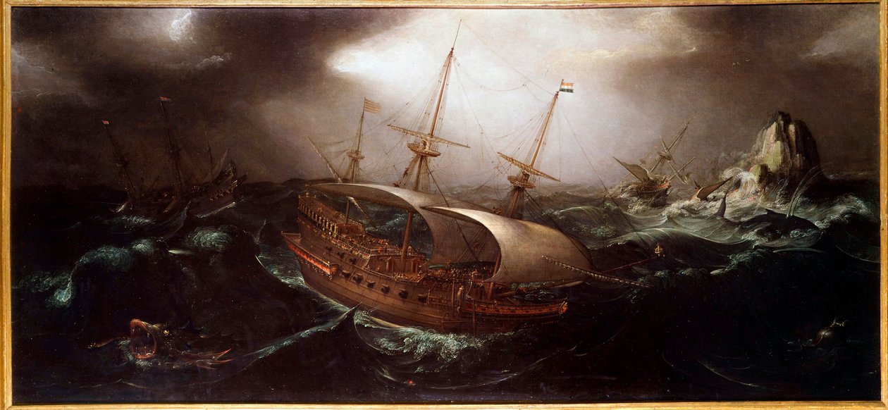 Boats in the Tempest by Unknown artist