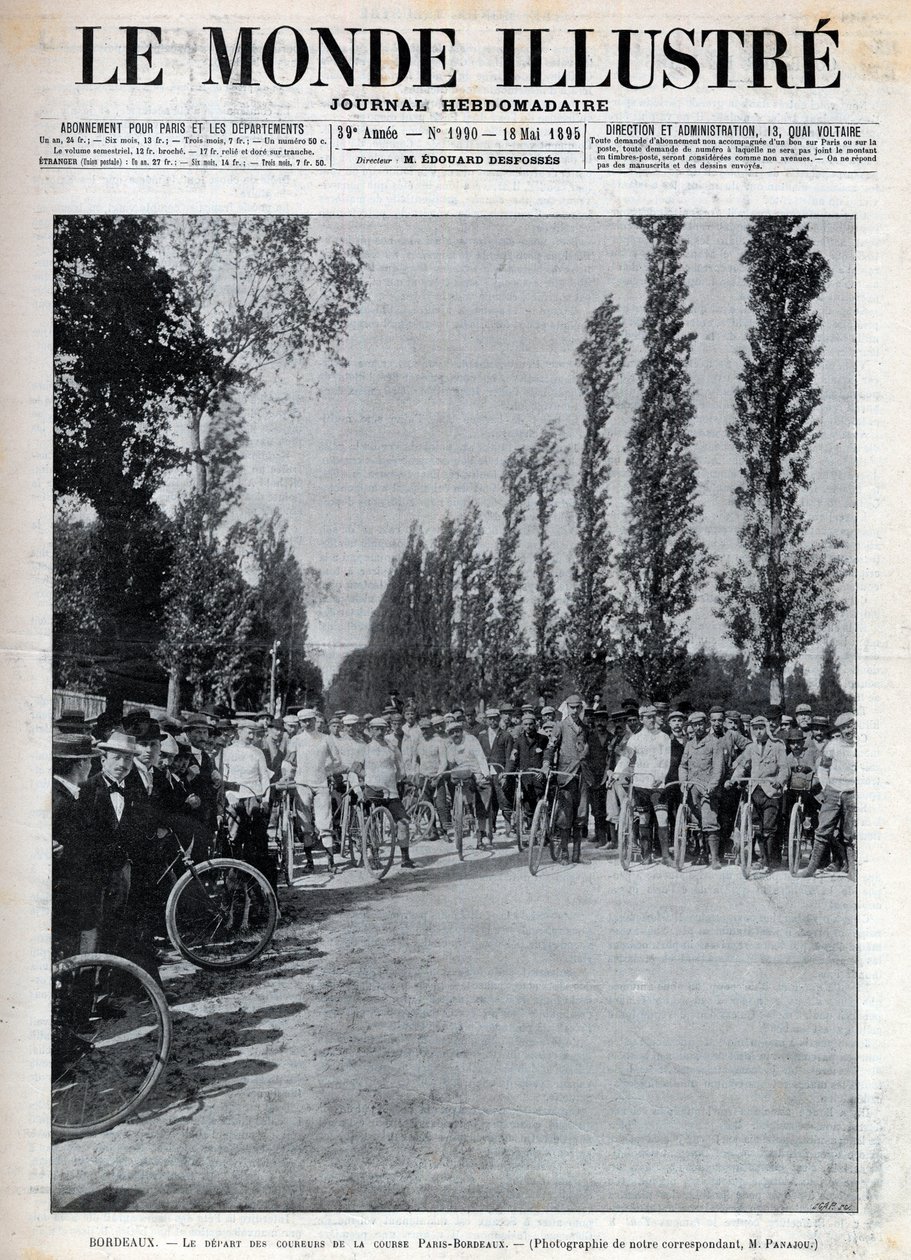 Bordeaux - the start of the Paris-Bordeaux race - cover of “The Illustrous World” of 1895 by Unknown artist