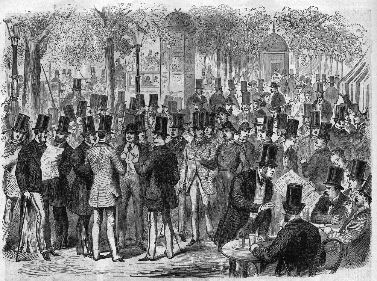 Brokers near the small Bourse du Boulevard des Italians in Paris, France by Unknown artist