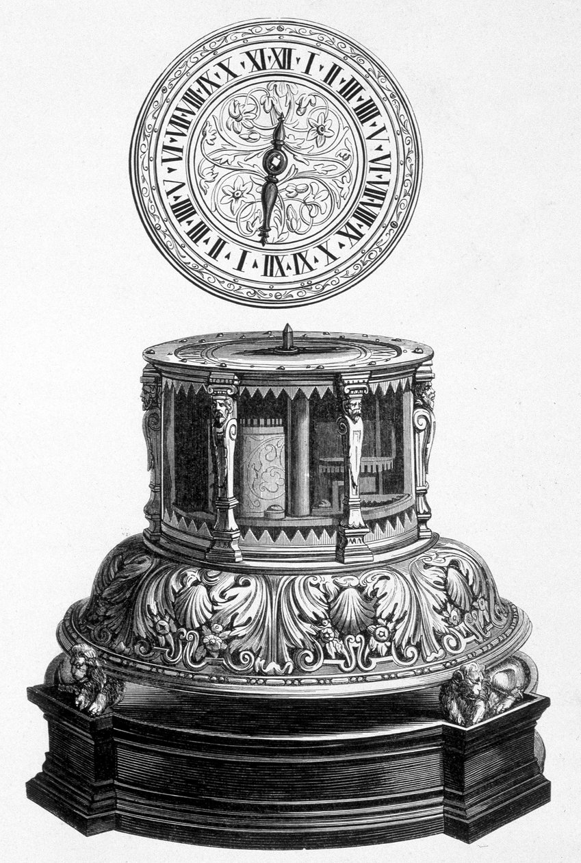 Cabinet Clock from the Valois Period - Engraving by Unknown artist