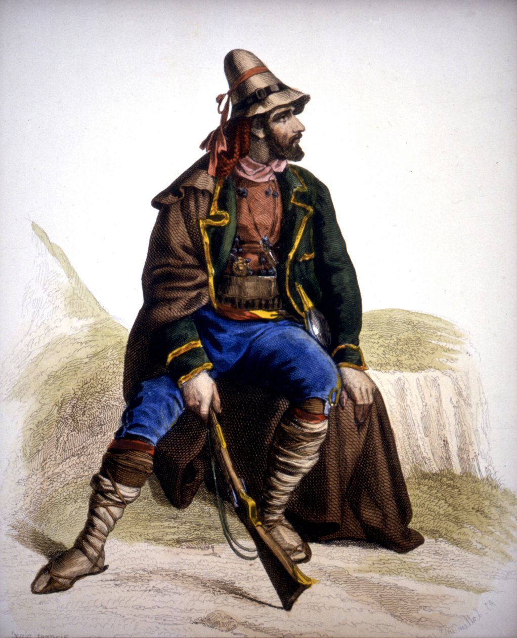 Calabrian Brigand - engraving by Unknown artist