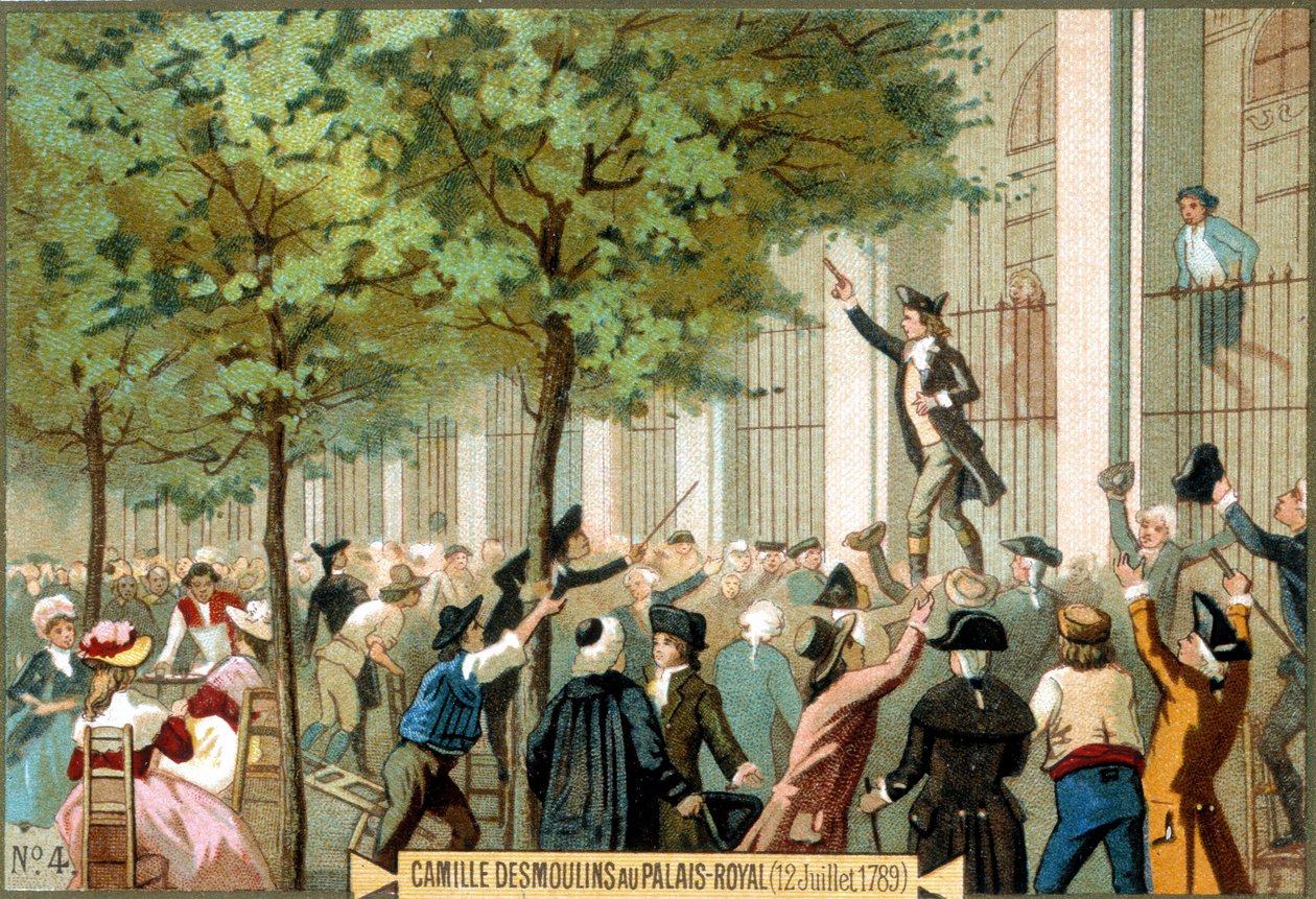 Camille Desmoulins at the Palais Royal (12/07/1789). Chromolithography 19th century - French Revolution/Camille Desmoulins calls for a storm on the Bastille, Paris by Unknown artist