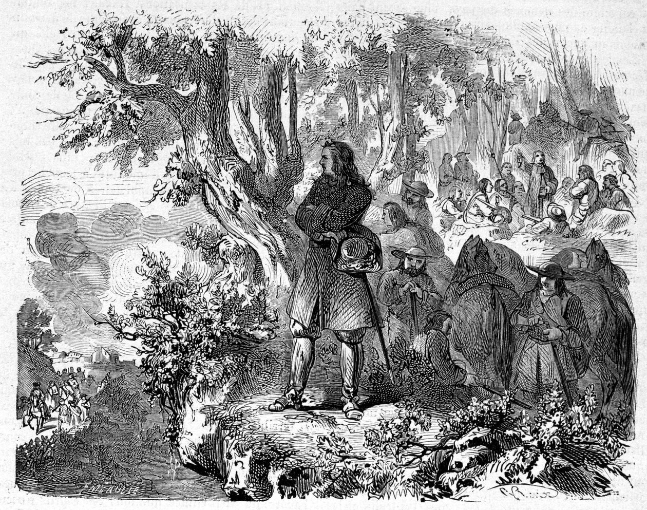 Camisards in the Cévennes. 19th century engraving by Unknown artist