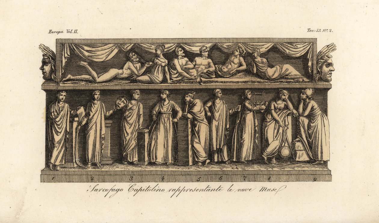 Capitoline Sarcophagus Bas Relief Representing the Nine Muses by Unknown artist
