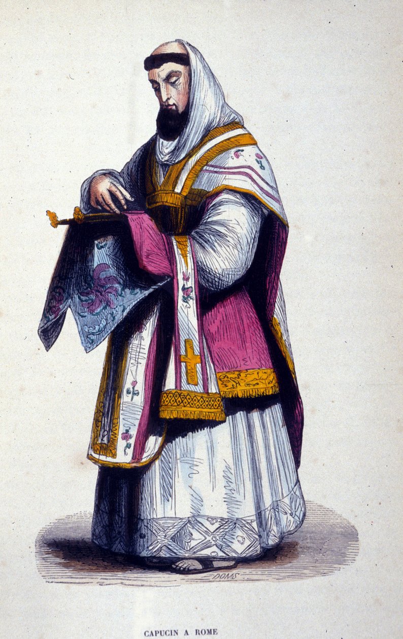 Capuchin in Rome. Engraving from an album on religious orders, Paris by Unknown artist