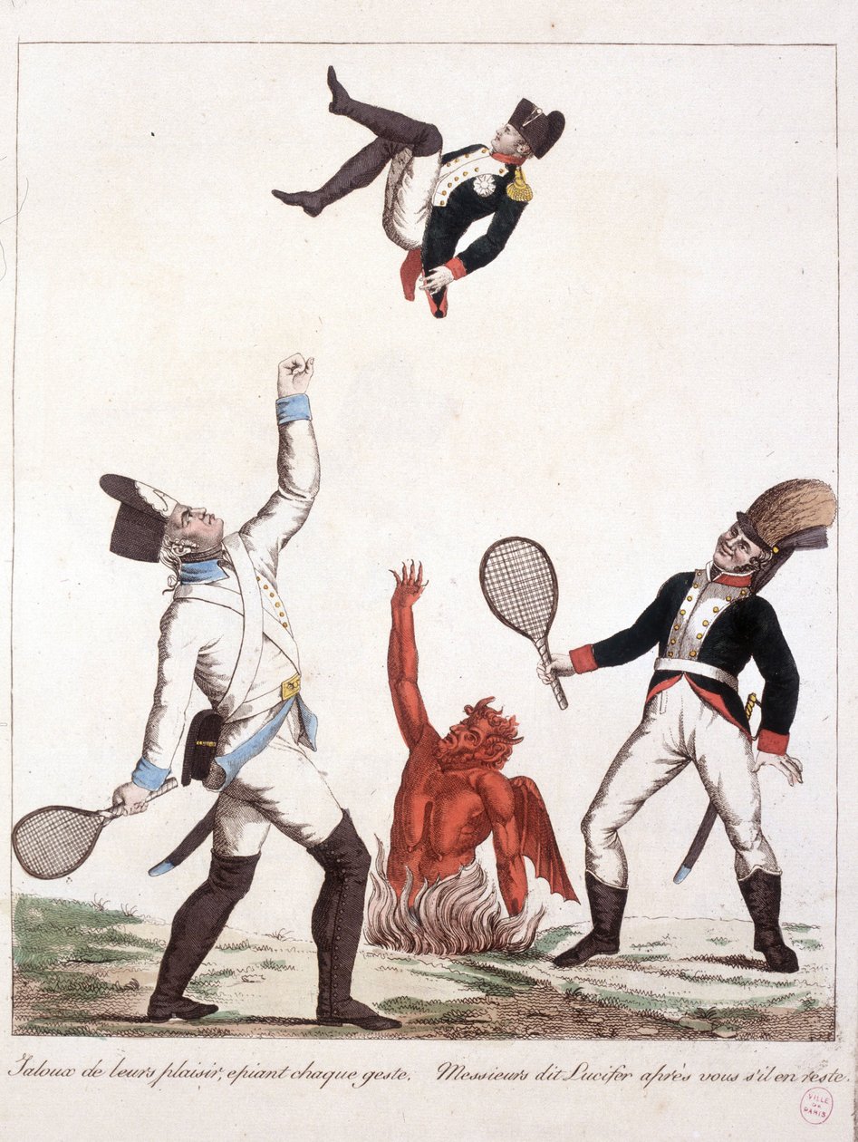 Cartoon about Napoleon Bonaparte - in Napoleon I, Caricatures, Dummy Collection. 1814 - 1815. B.H.V.P. by Unknown artist