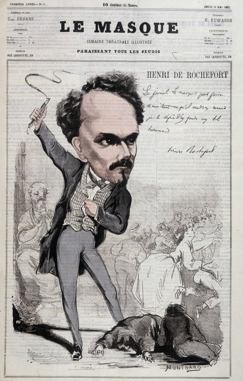 Cartoon by Henri de Rochefort, French journalist and politician who displayed republican positions hostile to the worse. in "Le Masque" of 1867 by Unknown artist