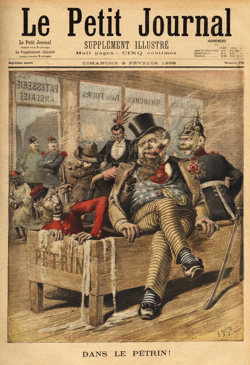 Cartoon on England: French and Russian, at the entrance of an English pastry shop, laughing at English, in the Petrin, with its German ally, because English accumulates diplomatic problems, since the Venezuelan affair, which marks the diplomatic break betw by Unknown artist